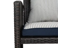 Navy Blue Tick Stripe 4-Piece Reversible Deluxe Outdoor Chair Cushions Set -Home Furnishing Store 810525547 5