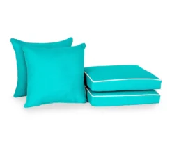 Turquoise 4-Piece Deluxe Outdoor Chair Cushion Set -Home Furnishing Store 810525552 5