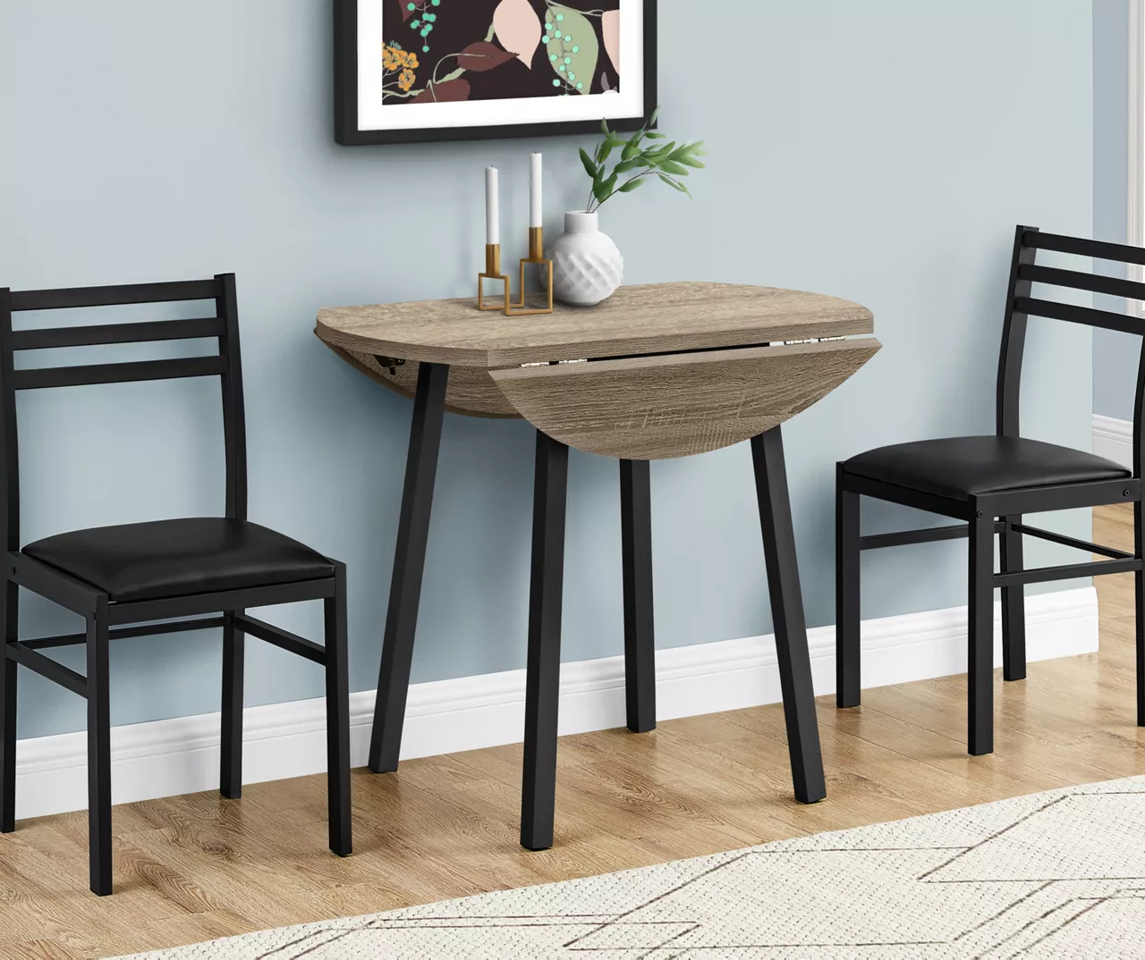 Dark Taupe & Black Metal 3-Piece Dining Set 2 Dark Taupe & Black Metal 3-Piece Dining Set - Image 2