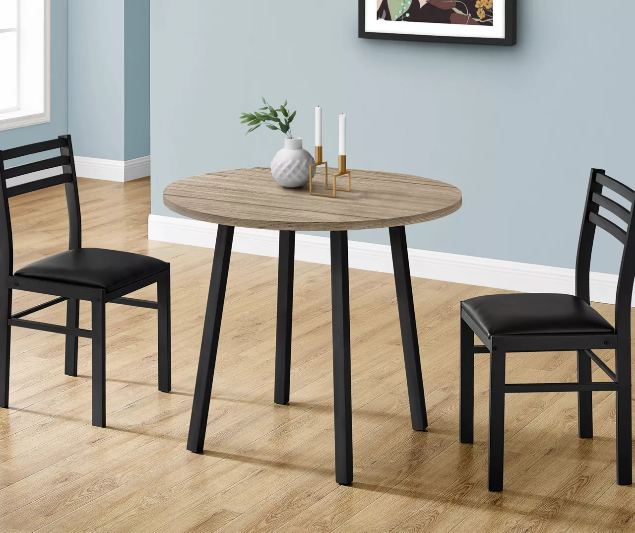 Dark Taupe & Black Metal 3-Piece Dining Set 3 Dark Taupe & Black Metal 3-Piece Dining Set - Image 3