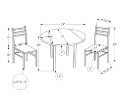 Dark Taupe & Black Metal 3-Piece Dining Set 9 Dark Taupe & Black Metal 3-Piece Dining Set -Home Furnishing Store 810527363 5