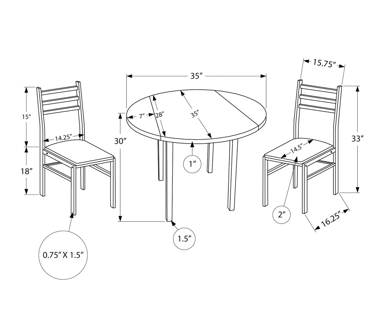 Dark Taupe & Black Metal 3-Piece Dining Set 5 Dark Taupe & Black Metal 3-Piece Dining Set - Image 5
