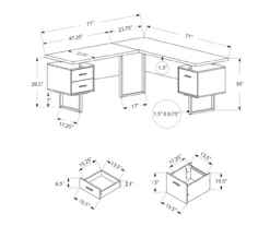 White & Black 3-Drawer L-Shaped Corner Desk 9 White & Black 3-Drawer L-Shaped Corner Desk -Home Furnishing Store 810527374 5