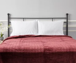 Tawny Port Jacquard Supreme Velvet Queen Blanket 9 Tawny Port Jacquard Supreme Velvet Queen Blanket -Home Furnishing Store 810531012 4