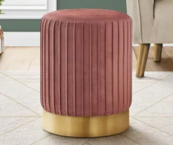 Pleated Velvet Upholstered Ottoman -Home Furnishing Store 810533424 1