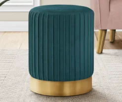 Pleated Velvet Upholstered Ottoman -Home Furnishing Store 810533426 1