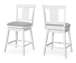 Faux Leather Swivel Bar Stools, 2-Pack -Home Furnishing Store 810533433 2