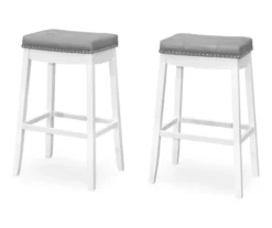 Tufted Nailhead Backless Bar Stools, 2-Pack -Home Furnishing Store 810533442 2