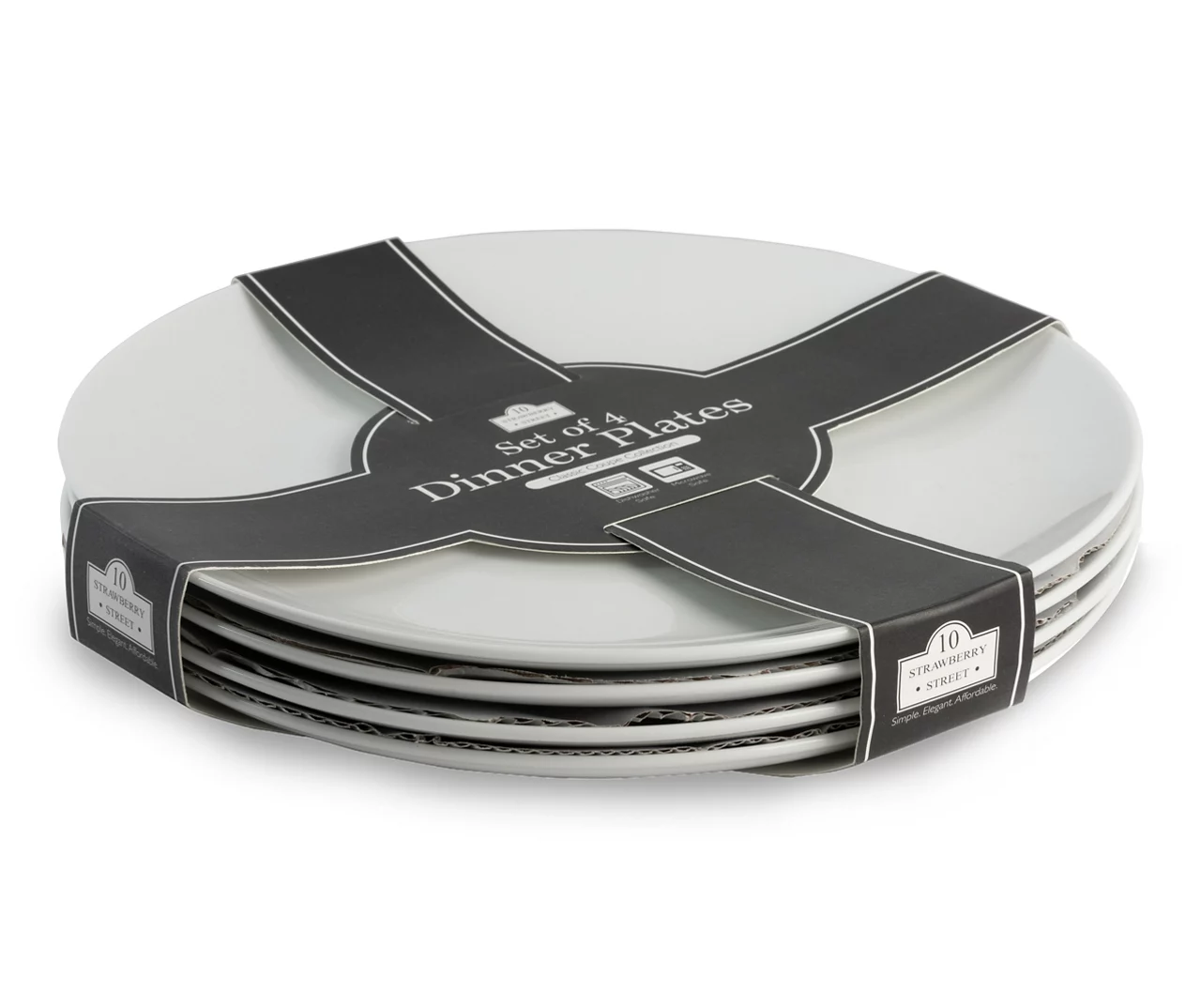 Bliss 4-Piece White Ceramic Coupe Dinner Plate Set 1 Bliss 4-Piece White Ceramic Coupe Dinner Plate Set