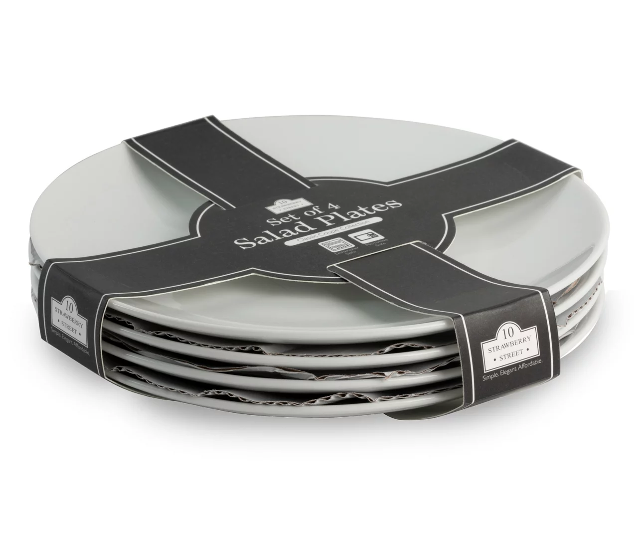 Bliss 4-Piece White Ceramic Coupe Salad Plate Set 1 Bliss 4-Piece White Ceramic Coupe Salad Plate Set