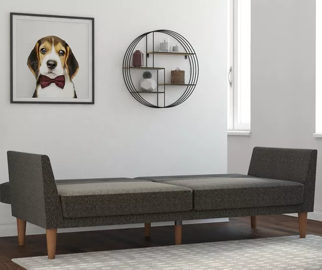 Regal Gray Linen Convertible Sleeper Futon 2 Regal Gray Linen Convertible Sleeper Futon - Image 2