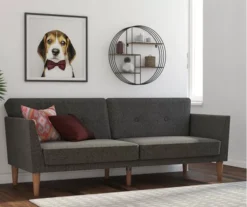 Regal Gray Linen Convertible Sleeper Futon 8 Regal Gray Linen Convertible Sleeper Futon -Home Furnishing Store 810535613 3