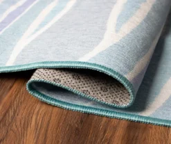 My Magic Carpet Waves Ocean Blue Washable Area Rug, (5' X 7') -Home Furnishing Store 810537685 4
