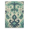 My Magic Carpet Ochre Ikat Steel Blue Washable Area Rug, (5' X 7')