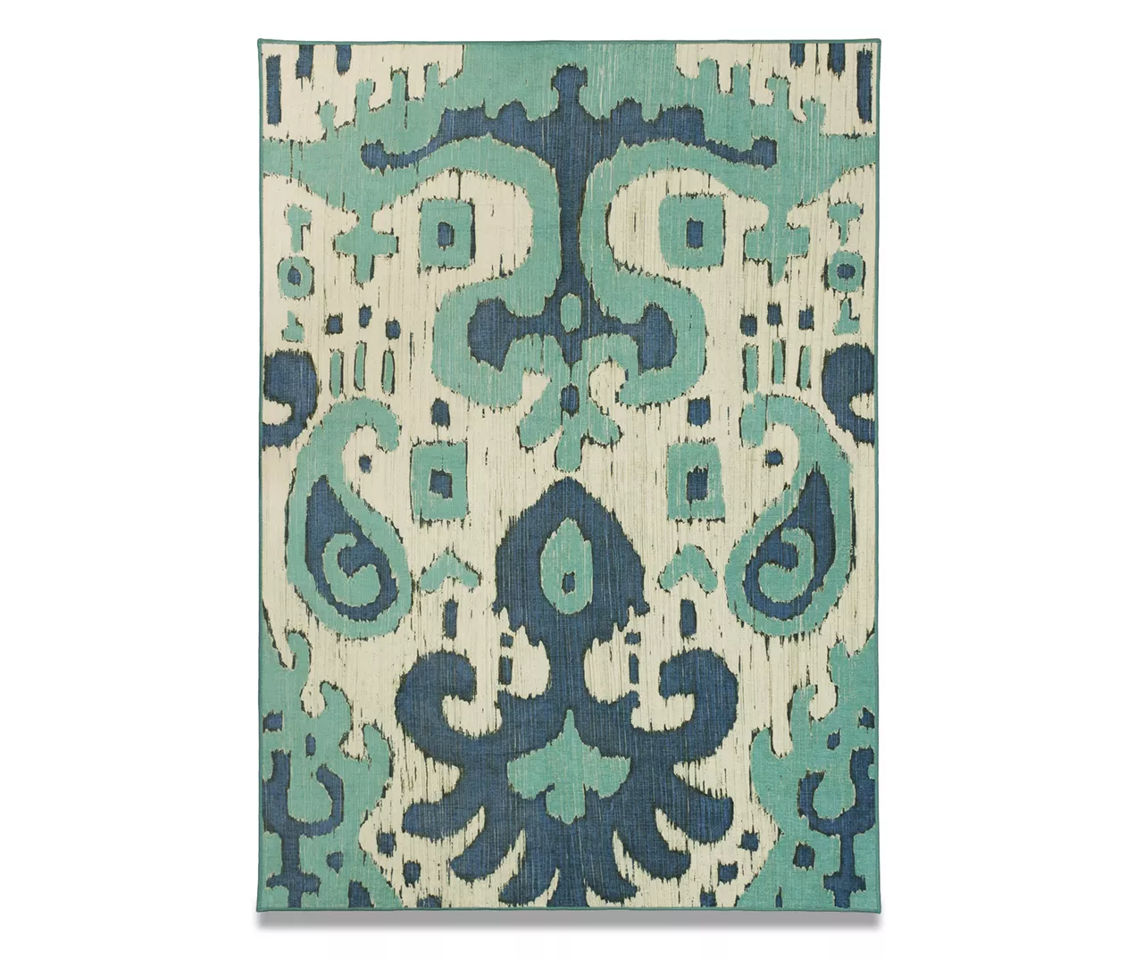 My Magic Carpet Ochre Ikat Steel Blue Washable Area Rug, (5' X 7') 1 My Magic Carpet Ochre Ikat Steel Blue Washable Area Rug, (5' X 7')