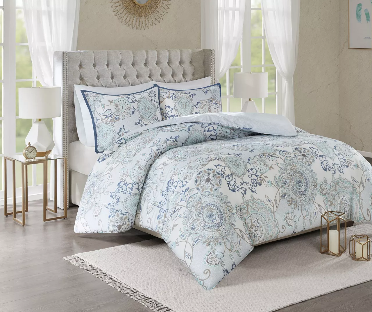 Lian Blue Reversible Duvet Cover Set 1 Lian Blue Reversible Duvet Cover Set