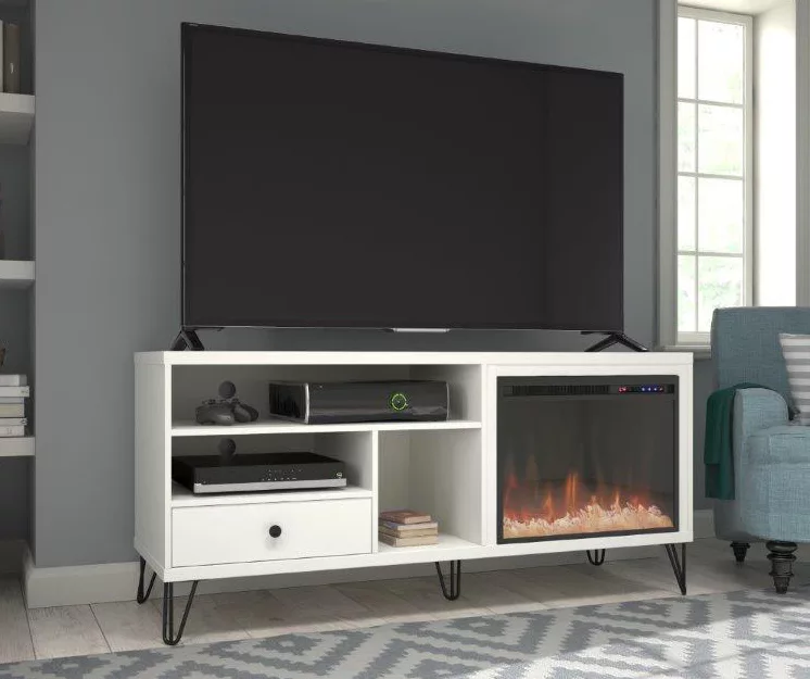 Rylee White Electric Fireplace Console 3 Rylee White Electric Fireplace Console - Image 3