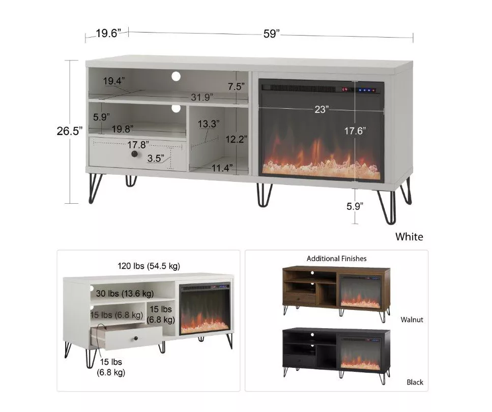 Rylee White Electric Fireplace Console 5 Rylee White Electric Fireplace Console - Image 5