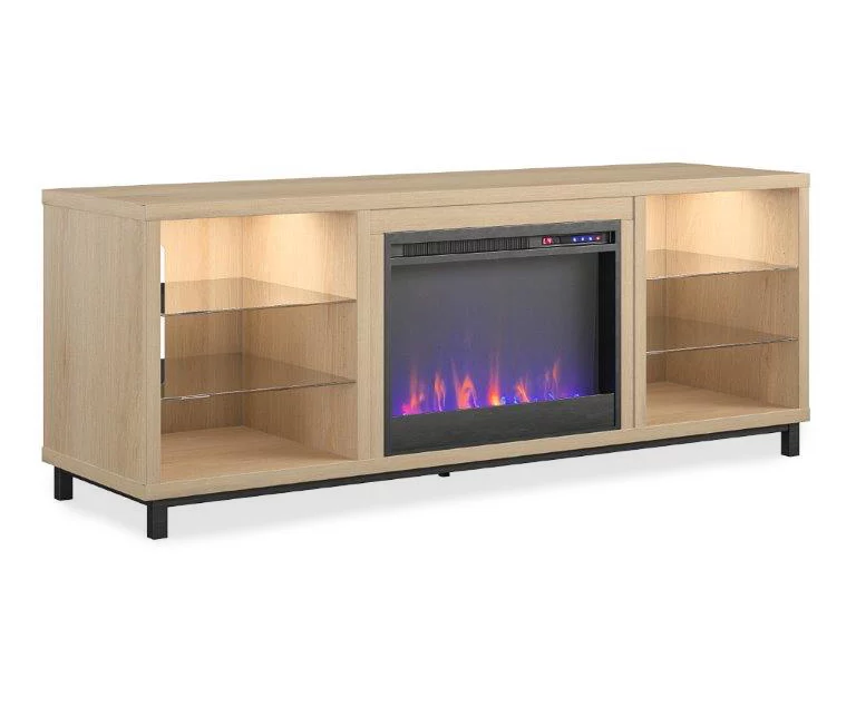 70" Intrepid Blonde Oak Deluxe Electric Fireplace Console 1 70" Intrepid Blonde Oak Deluxe Electric Fireplace Console