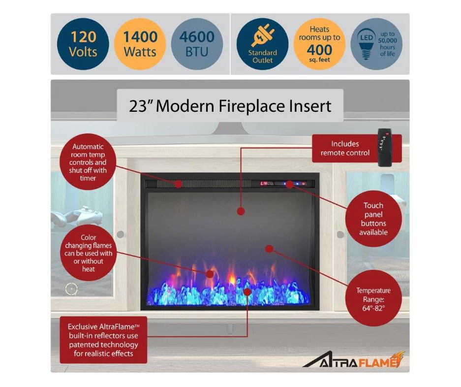70" Intrepid Blonde Oak Deluxe Electric Fireplace Console 6 70" Intrepid Blonde Oak Deluxe Electric Fireplace Console - Image 6