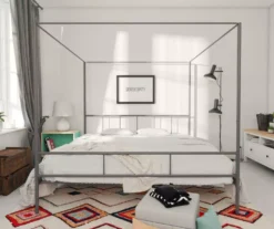 Marion Dark Gray Metal King Canopy Bed -Home Furnishing Store 810538378 2