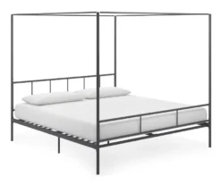 Marion Dark Gray Metal King Canopy Bed