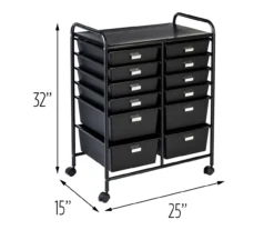 Black Metal 12-Drawer Rolling Storage Cart -Home Furnishing Store 810539917 5