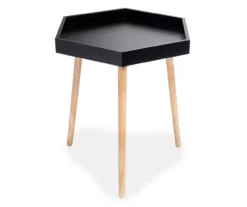 Black Hexagon Wood Leg End Table -Home Furnishing Store 810539923 3