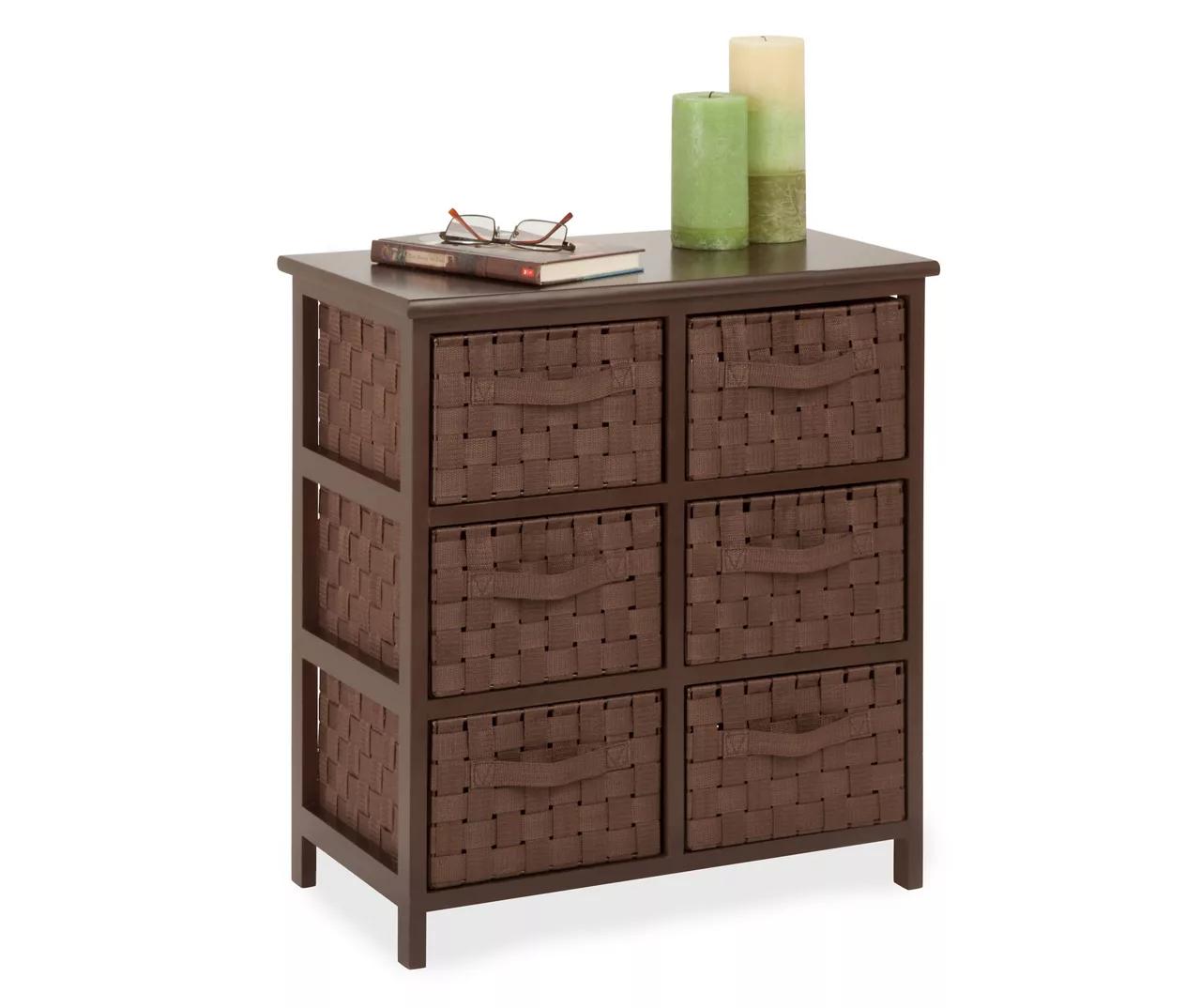 Brown 6-Drawer Woven Strap Chest 1 Brown 6-Drawer Woven Strap Chest