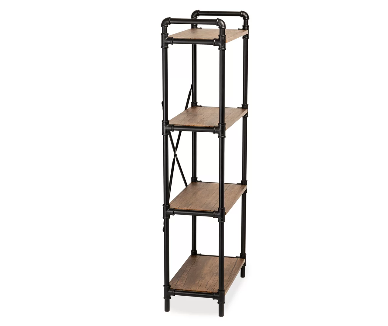 Black Industrial 4-Tier Bookshelf 4 Black Industrial 4-Tier Bookshelf - Image 4