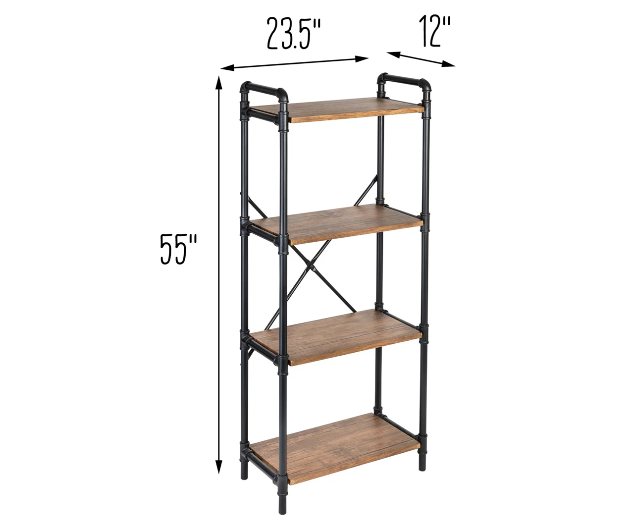 Black Industrial 4-Tier Bookshelf 5 Black Industrial 4-Tier Bookshelf - Image 5