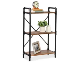 Black Industrial 3-Tier Bookshelf
