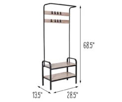 Black Steel 8-Hook Entry Rack & Bench -Home Furnishing Store 810539938 5