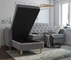 CosmoLiving Liberty Gray Chenille Sectional Storage Futon -Home Furnishing Store 810541025 2