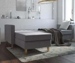 CosmoLiving Liberty Gray Chenille Sectional Storage Futon -Home Furnishing Store 810541025 3