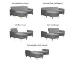 CosmoLiving Liberty Gray Chenille Sectional Storage Futon -Home Furnishing Store 810541025 6