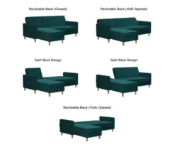 CosmoLiving Liberty Green Velvet Sectional Storage Futon 11 CosmoLiving Liberty Green Velvet Sectional Storage Futon -Home Furnishing Store 810541026 6