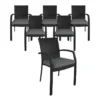 COSCO Lakewood Ranch Black Cushioned Wicker Patio Dining Chairs, 6-Pack