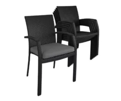 COSCO Lakewood Ranch Black Cushioned Wicker Patio Dining Chairs, 6-Pack -Home Furnishing Store 810541484 3