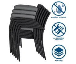 COSCO Lakewood Ranch Black Cushioned Wicker Patio Dining Chairs, 6-Pack -Home Furnishing Store 810541484 5