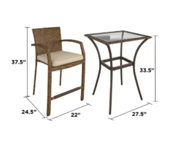 Lakewood Ranch Brown 3-Piece Wicker High Top Bistro Patio Furniture Set -Home Furnishing Store 810541486 6