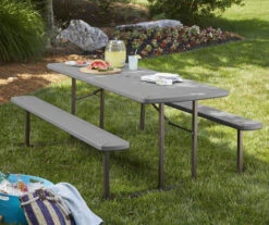 COSCO Intellefit Dark Gray 2-Bench Folding Outdoor Picnic Table