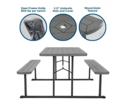 COSCO Intellefit Dark Gray 2-Bench Folding Outdoor Picnic Table 8 COSCO Intellefit Dark Gray 2-Bench Folding Outdoor Picnic Table -Home Furnishing Store 810541500 3