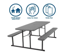 COSCO Intellefit Dark Gray 2-Bench Folding Outdoor Picnic Table 10 COSCO Intellefit Dark Gray 2-Bench Folding Outdoor Picnic Table -Home Furnishing Store 810541500 5
