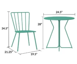 Heidi Turquoise 3-Piece Bistro Patio Furniture Set -Home Furnishing Store 810541506 6