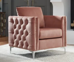 Lizmont Blush Tufted Velvet Accent Chair -Home Furnishing Store 810542292 1