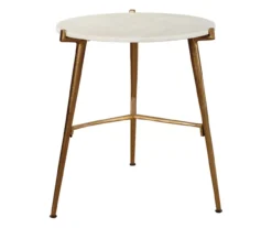 Chadton Round White Marble & Gold Metal Accent Table -Home Furnishing Store 810542302 2