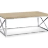 Natural & Chrome Metal Coffee Table