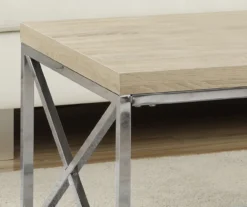 Natural & Chrome Metal Coffee Table -Home Furnishing Store 810542482 3