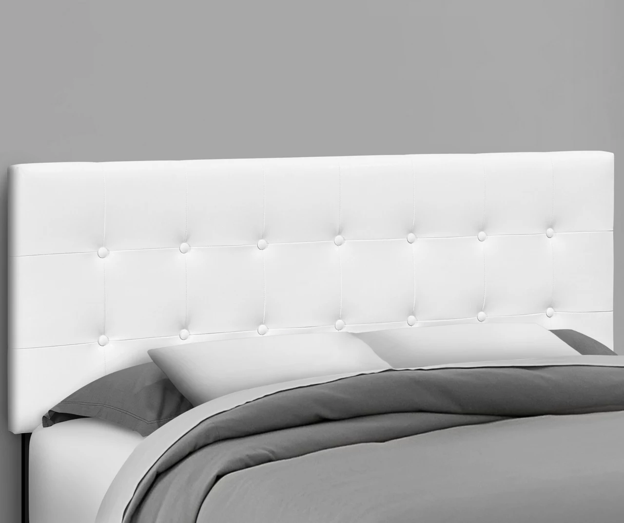 Monarch Faux Leather Button Tufted Headboard 3 Monarch Faux Leather Button Tufted Headboard - Image 3